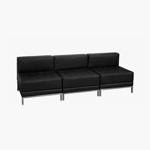 Black Modular Lounge Sofa (3-Piece)
