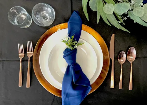 Blue & Copper Place Setting