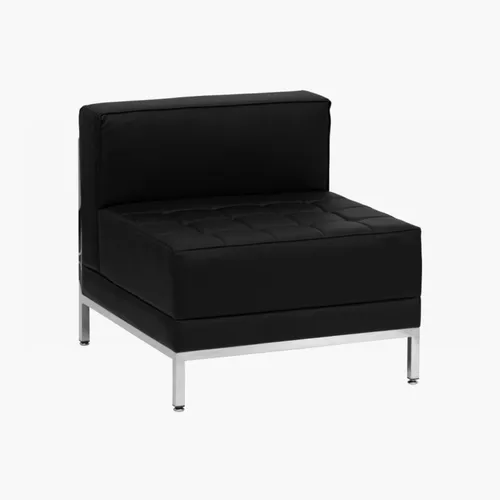 Modern Lounge - Armless Chair (Black Faux Leather)