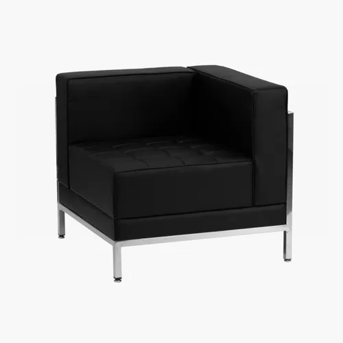 Modern Lounge – Corner Chair (Black Faux Leather)