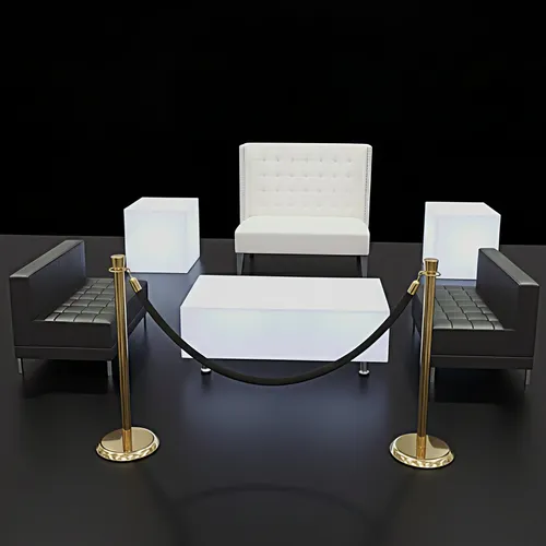 Black & White Glow Lounge – High-Back VIP Set
