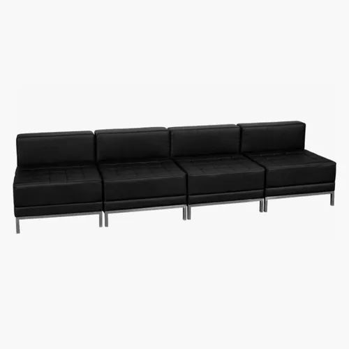 Black Modular Lounge Sofa (4-Piece)