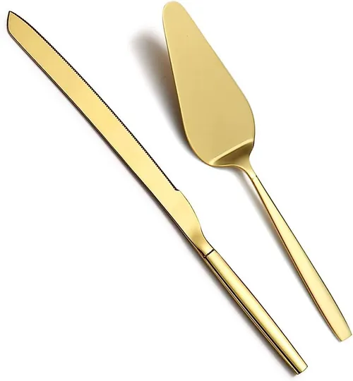 Gold Cake Knife and Server Set