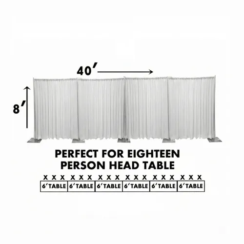 40'(W) x 8'(T) White Banjo Backdrop For Head Table