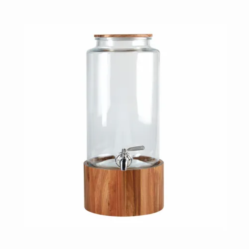 8L Glass Beverage Dispenser with Wood Stand