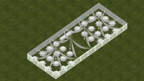 40' x 100' Ceiling Drape (Installed)