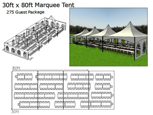 30 x 80 Marquee Package 275 Guests