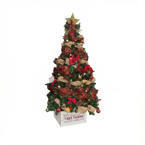 Christmas Tree – 6ft Decorated (Red & Gold Theme)