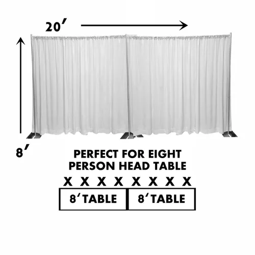 20'(W) x 8'(T) White Backdrop For Head Table