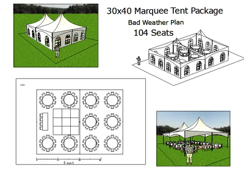 30 x 40 Marque Package 104 Guests (2 Layouts)