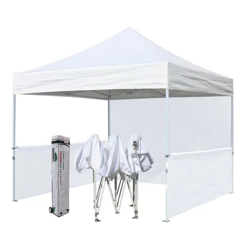 10x10 Vendor Tent (2) Half Walls (1) Back Full Wall With Door
