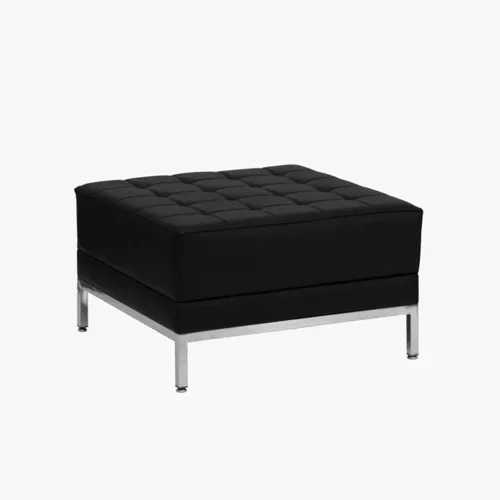 Modern Lounge – Ottoman (Black Faux Leather)