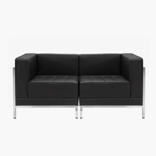 Black Modular Lounge Loveseat (Dual-Arm, 2-Piece)