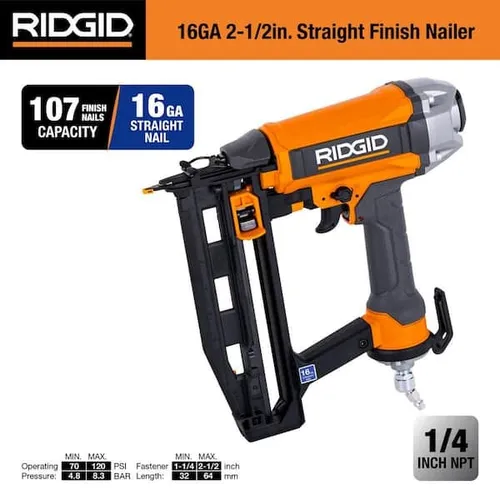 Air Powered Finish Stapler - 18 Gauge 1.5 Inch Straight