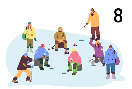 Ensemble de pêche sur glace à la journée - jusqu'à 8 personnes