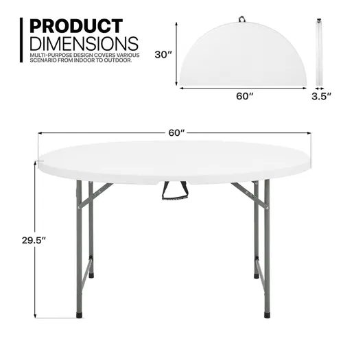 5FT half foldable round