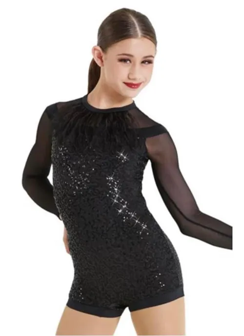 DC22 - BLACK SEQUIN UNITARD
