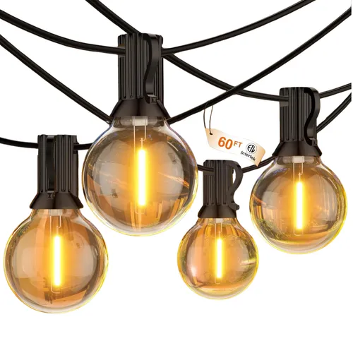 60ft LED Outdoor String Lights Waterproof - Warm White
