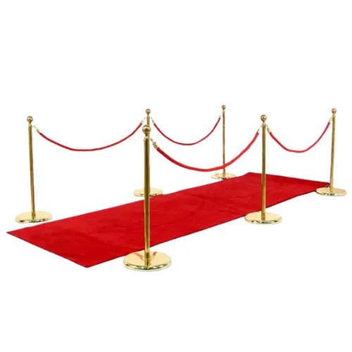 3ft x 15ft Red Carpet and 6 Gold Stanchions with Red Velvet Rope
