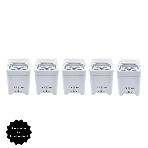 5 Wireless White LED Uplights - RGB Colors