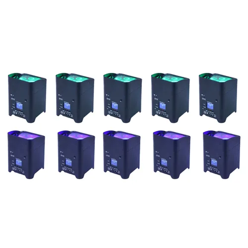10 Wireless Black LED Uplight - RGB Colors