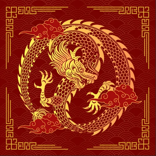 Graphic Asian Dragon (8' x 8')