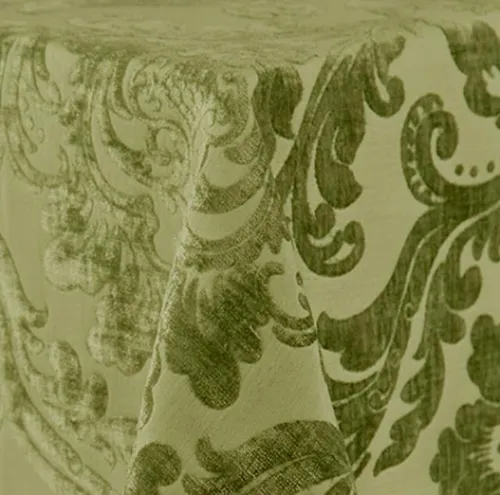 Velvet Damask Apple Green Linen