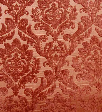 Velvet Damask Cinnamon Orange Linen