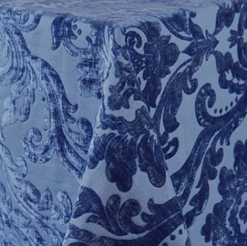 Velvet Damask Sapphire Linen