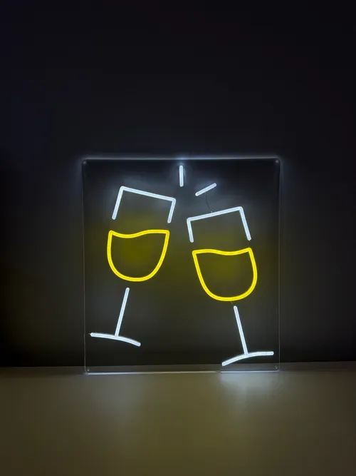 LED Neon Champagneglas