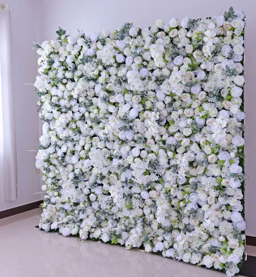 White and Green 8x8 Flower Wall