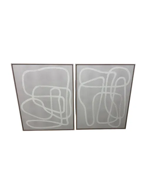 Set of 2 - White & Gray Line Art