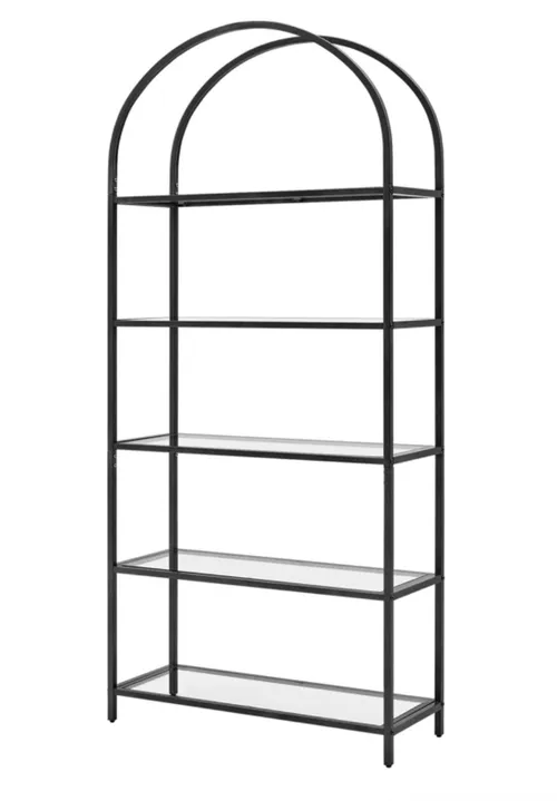 5 Glass Shelf Black Metal Arch 