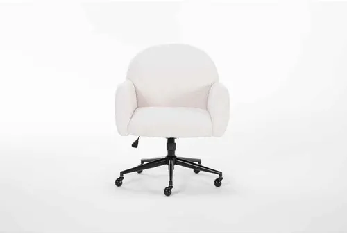 Ivory Boucle Large Rolling Desk Chair
