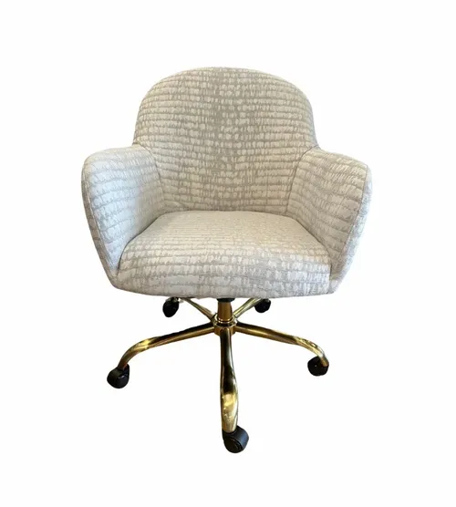 Tan and Cream Patterned Large Rolling Desk Chair