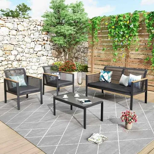 Black Wrapped Outdoor Seating Set