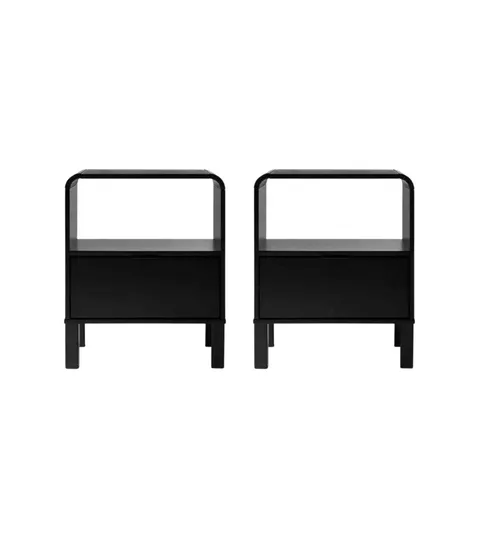 Set of 2 Black Sloped Nightstands