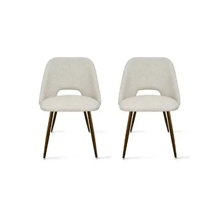 Set of 2 - Cream Upholstered Dining Chair with Cut Out