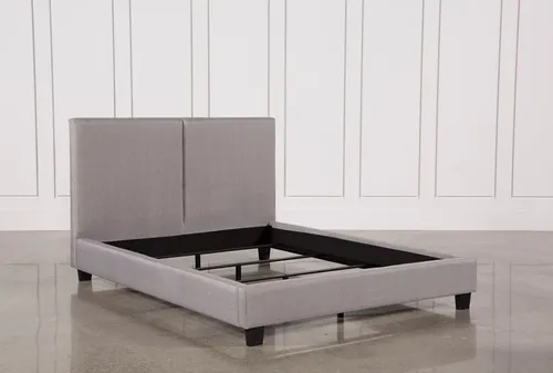 Gray Upholstered Panel Bed - Queen