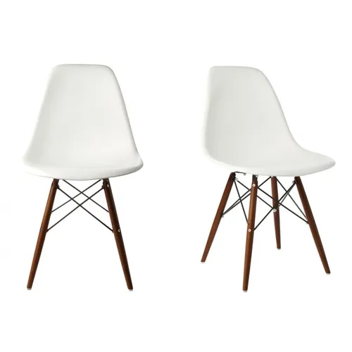 Set of 2 - Mid Century White Dining Chairs