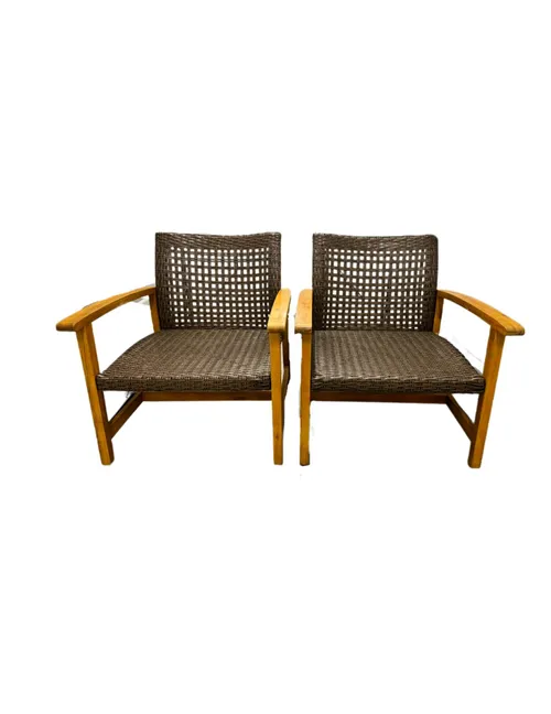 Set of 2 - Outdoor Brown Club Chairs