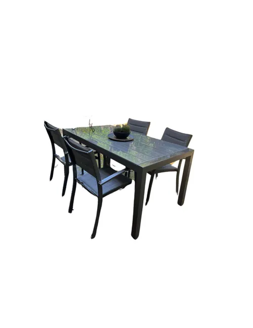 Gray Outdoor Dining Table with 4 Coordinating Chairs