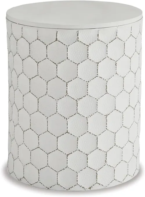White Metal Honeycomb Side Table