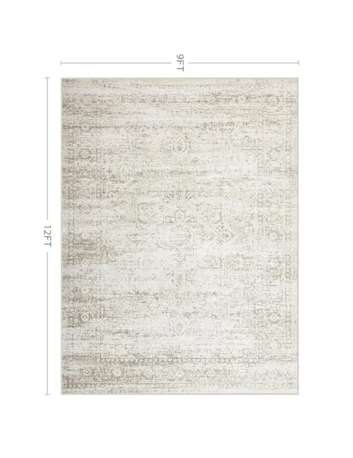 9x12 White & Silver Pattern Rug