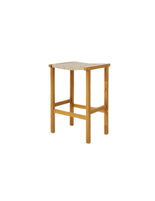 Outdoor Wooden Woven Barstool - Bar Height