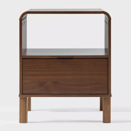 Set of 2 Brown Sloped Nighstands