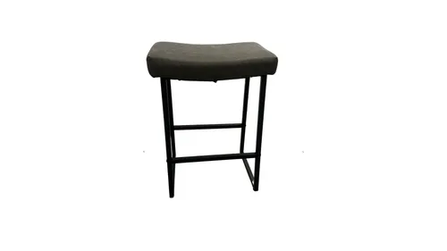 Gray Leather Backless Barstool - Counter Height