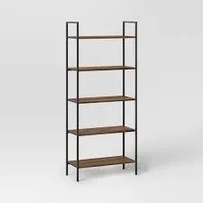 5 Ladder Shelf Walnut and Black