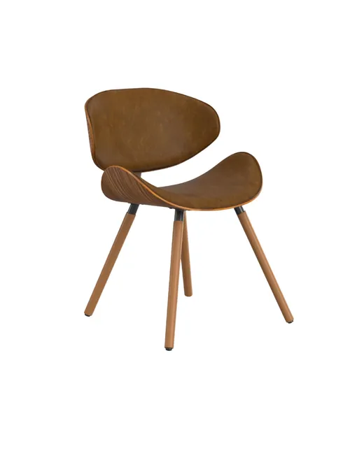 (SINGLE) Carmel Leather Curved Dining Chair