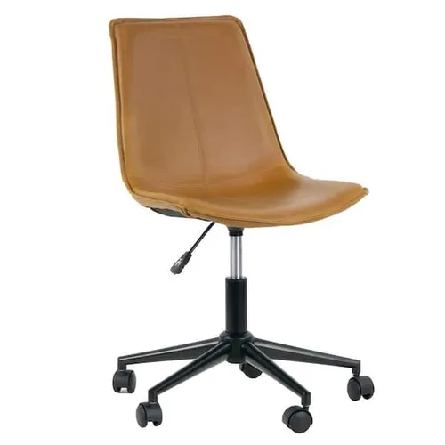 Cognac Leather Rolling Chair
